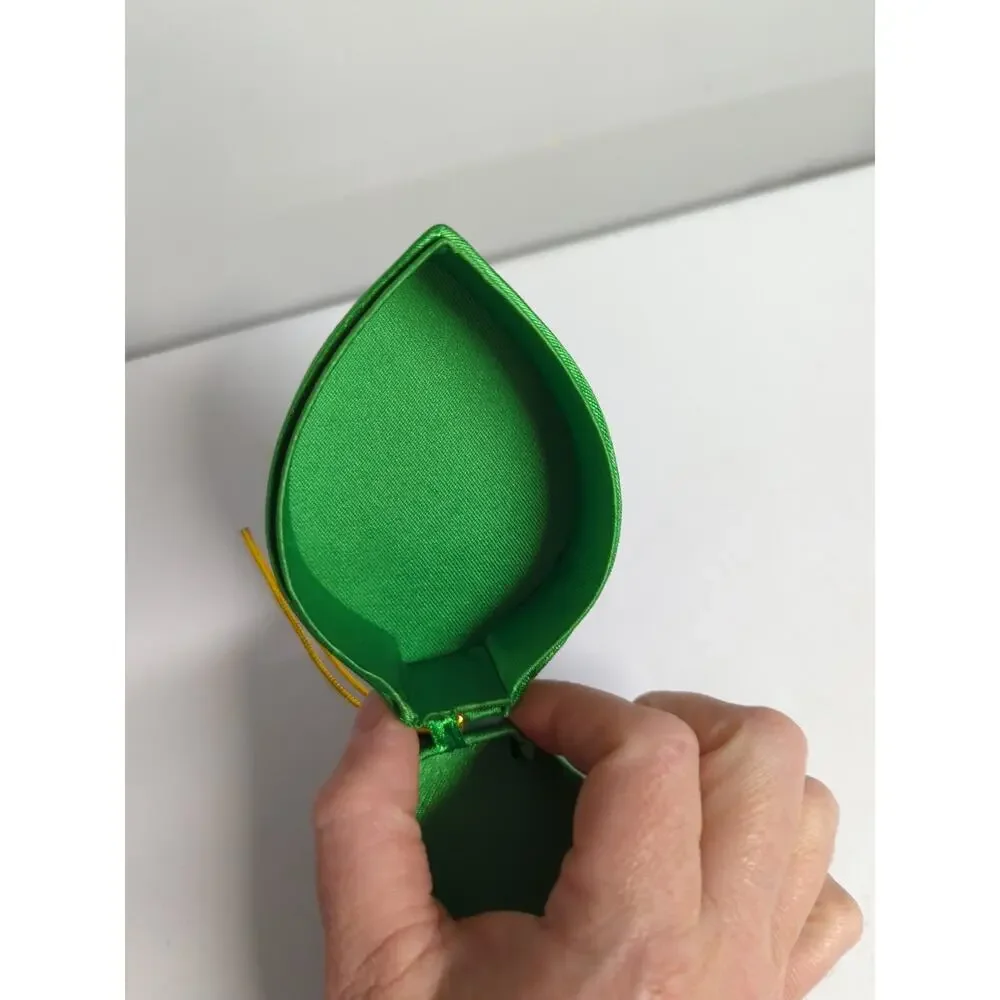Vtg 4” Christmas Ornament Green With Colored Sequin Bead Trinket Box Ornament
